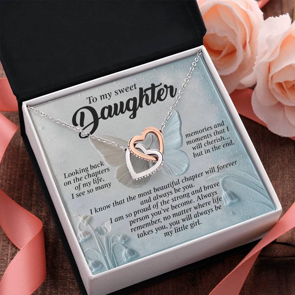 Gift for Daughter - The Most Beautiful Chapter in My Life Is You - Interlocking Hearts Necklace