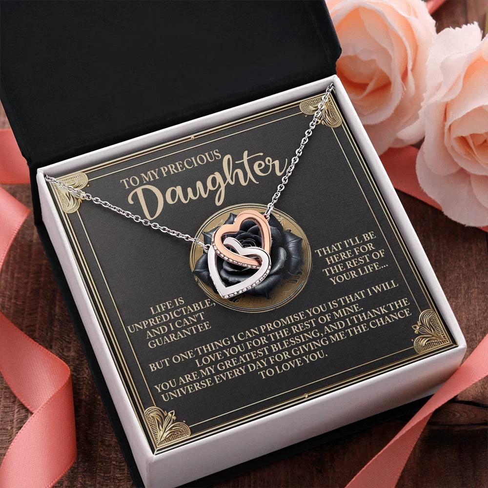 To My Precious Daughter - You Are My Greatest Blessing - Interlocking Hearts Necklace: