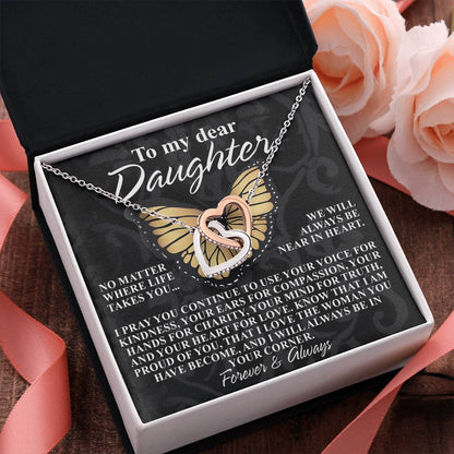 Gift for Daughter - No Matter Where Life Takes You, I’m Always Near - Interlocking Hearts Necklace - Mallard Moon Gift Shop