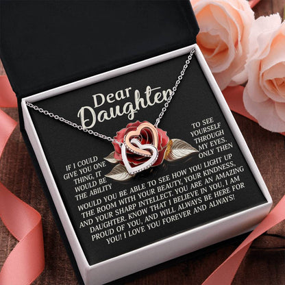 Daughter Gift - I Believe in You & Will Always Be Here - Interlocking Hearts Necklace - Mallard Moon Gift Shop