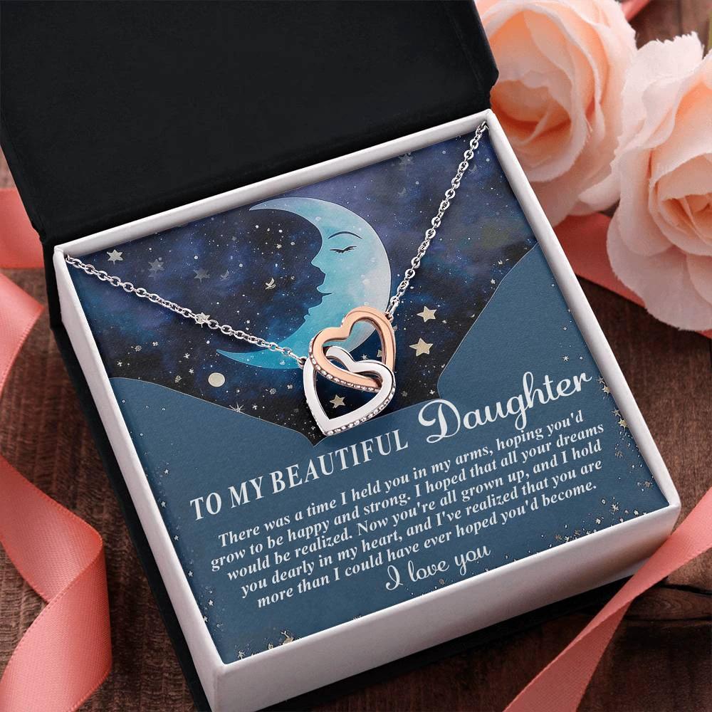 To My Daughter - Always in My Heart Interlocking Hearts Necklace