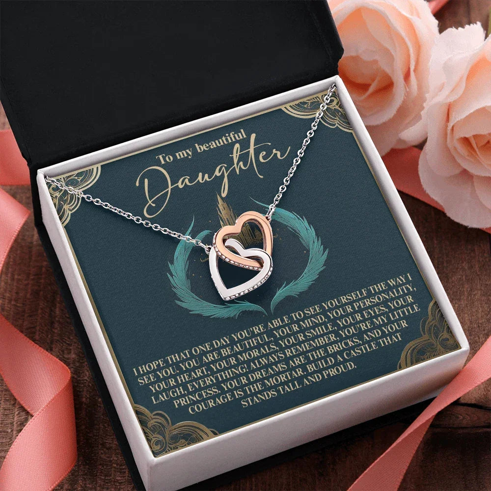 To My Beautiful Daughter – Build a Castle That Stands Tall and Proud – Fairytale-Inspired Necklace Gift from Mom