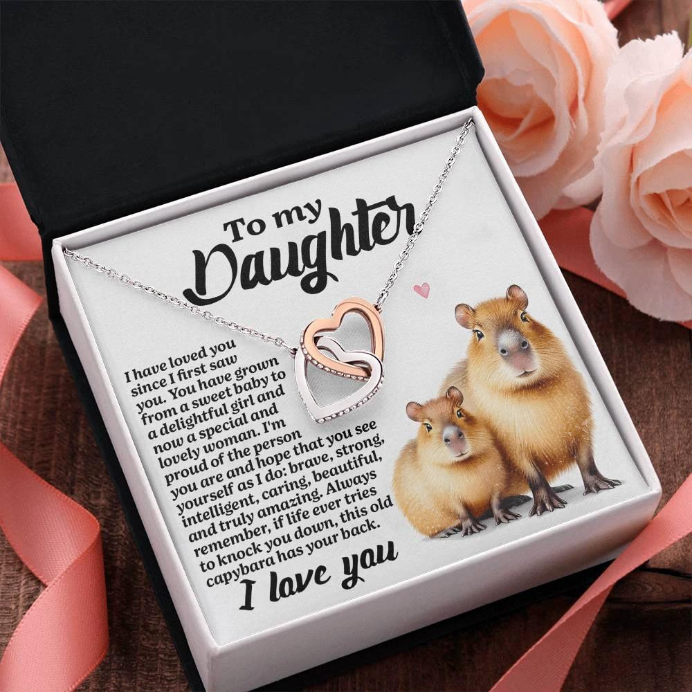 To My Daughter - Proud of You - Interlocking Hearts Necklace