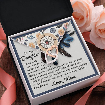 To My Daughter - Heartfelt Gift from Mom - Interlocking Hearts Necklace - Mallard Moon Gift Shop