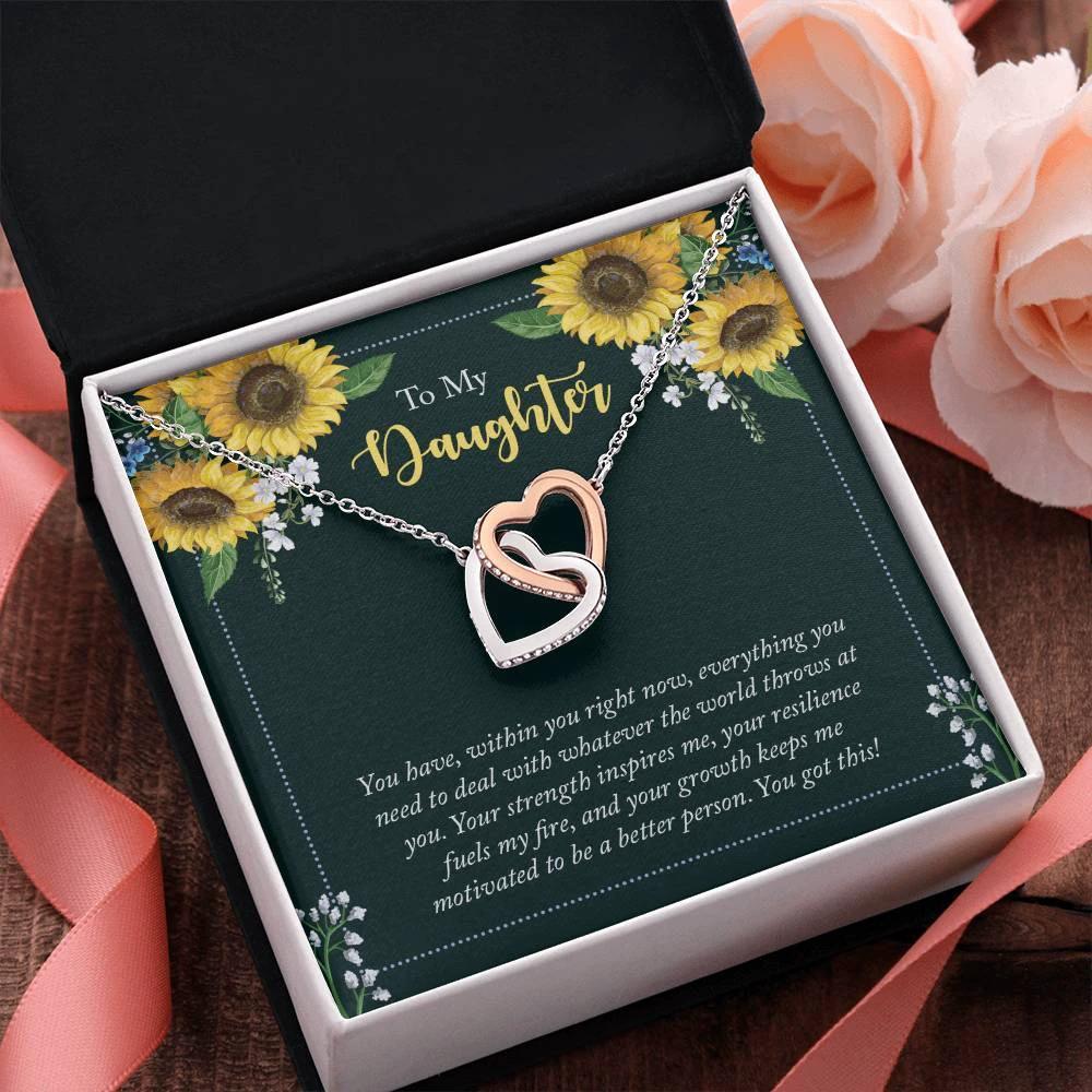 To My Daughter Encouragement Gift - Everything You Need - Interlocking Hearts Necklace