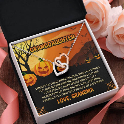 Granddaughter Halloween Nothing More Magical Personalized Interlocking Hearts Pendant Necklace - Mallard Moon Gift Shop