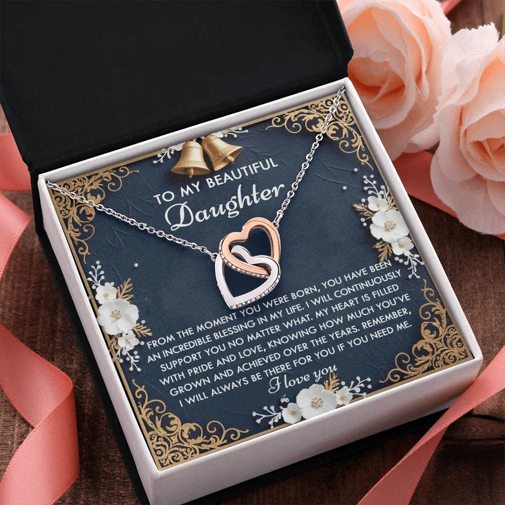 To My Beautiful Daughter - My Blessing - Interlocking Hearts Necklace – A Sentimental Gift of Love & Support
