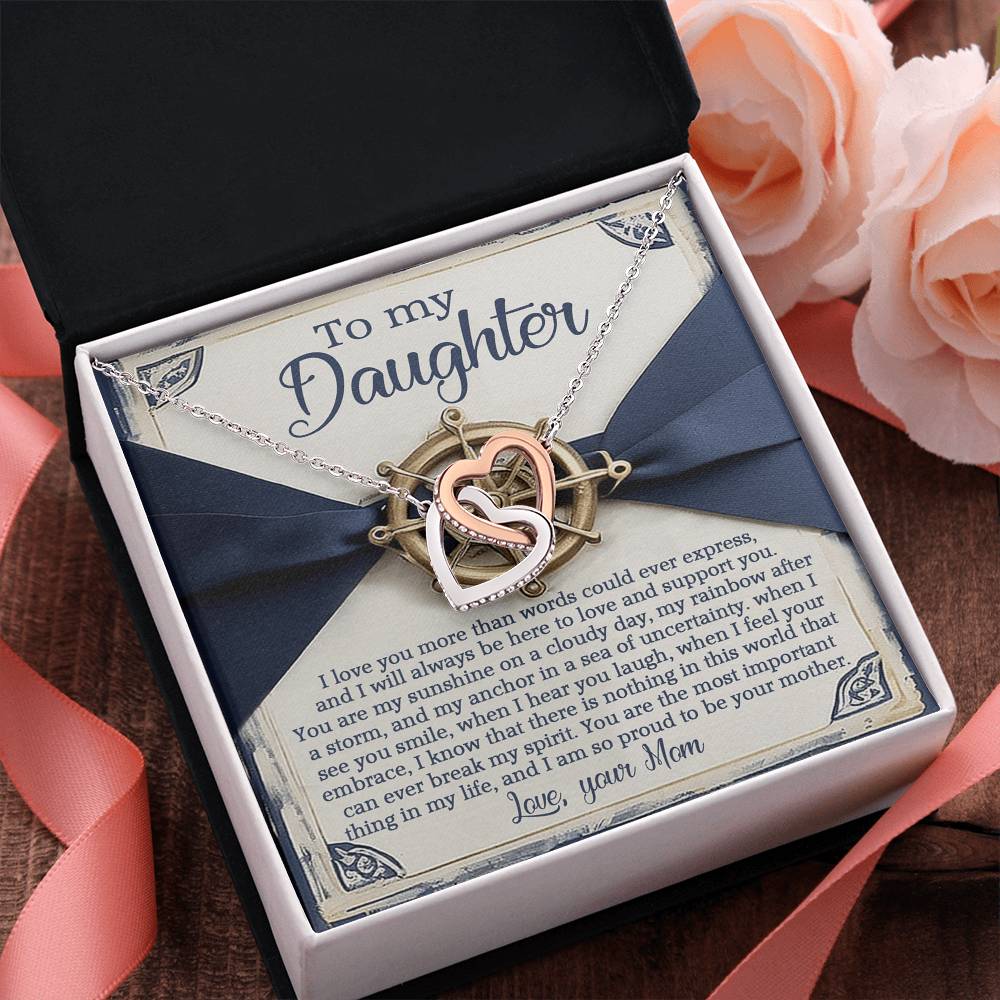 To My Daughter - You Are My Sunshine & Anchor - Interlocking Hearts Necklace - Mallard Moon Gift Shop