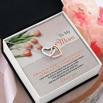 To My Mom, I Will Always Be Your Little Boy - Interlocking Hearts Pendant Necklace - Mallard Moon Gift Shop