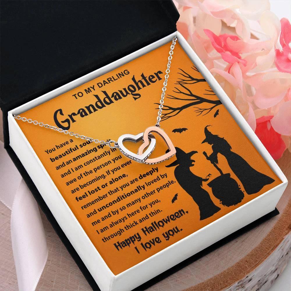 Granddaughter - Amazing Spirit Halloween Interlocking Hearts Pendant Necklace