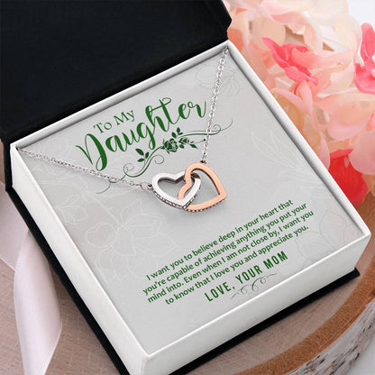 To My Daughter-I Want You to Believe Interlocking Hearts Necklace - Mallard Moon