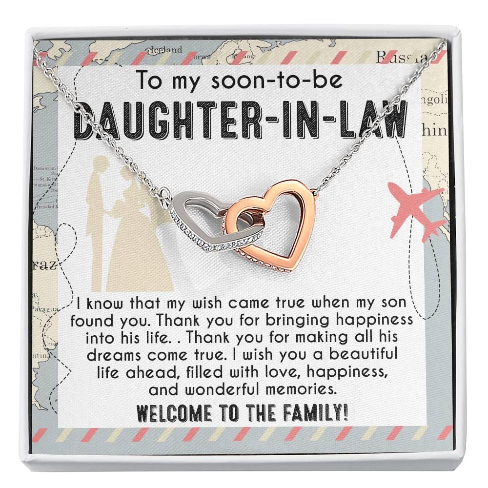 To My Soon-to-be Daughter-in-law Welcome to the Family Wedding Gift Hearts Pendant Necklace - Mallard Moon Gift Shop