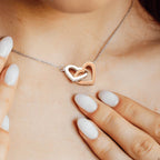 Mother Jewelry - Mothers and Daughters Never Apart Interlocking Hearts Necklace with Gift Box