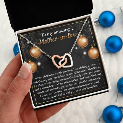 To My Amazing Mother-in-law  Our Two Hearts Pendant Necklace - Mallard Moon Gift Shop