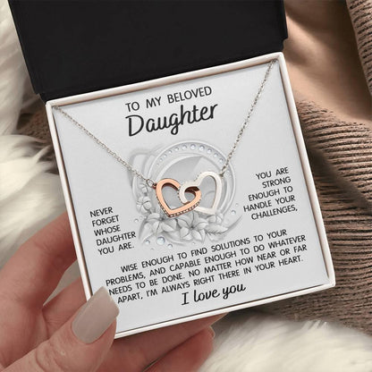 Daughter - I'm Always Right There - Interlocking Hearts Necklace - Mallard Moon Gift Shop