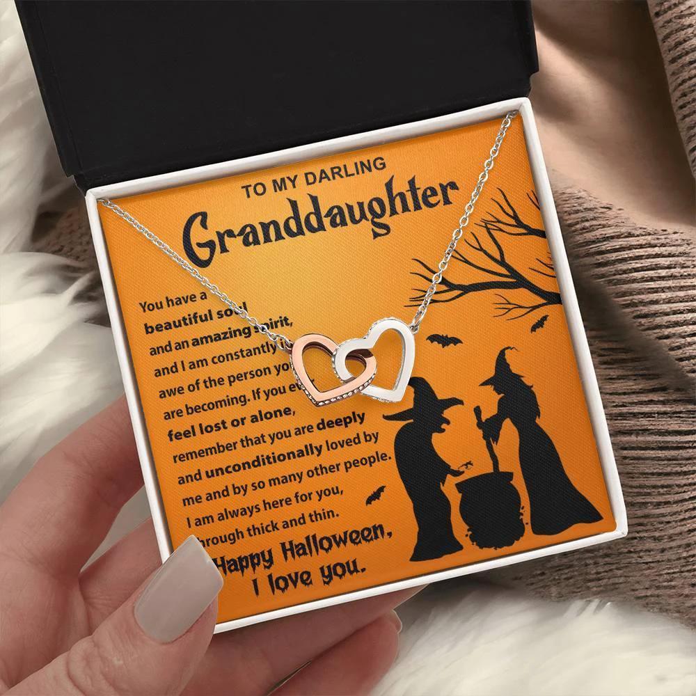 Granddaughter - Amazing Spirit Halloween Interlocking Hearts Pendant Necklace