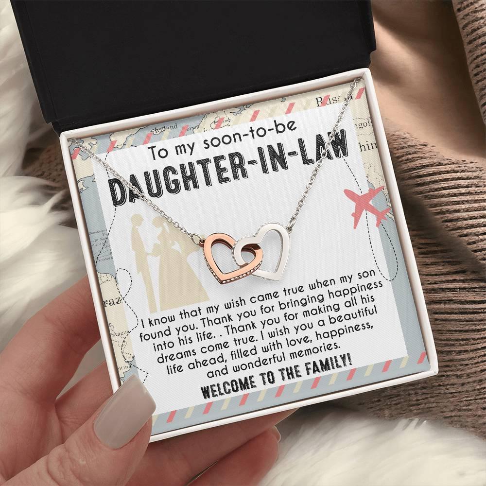 To My Soon-to-be Daughter-in-law Welcome to the Family Wedding Gift Hearts Pendant Necklace - Mallard Moon Gift Shop