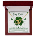 Lucky Four-Leaf Clover Best Friend Gift – Interlocking Hearts Necklace