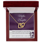 Mother Jewelry - Mothers and Daughters Never Apart Interlocking Hearts Necklace with Gift Box