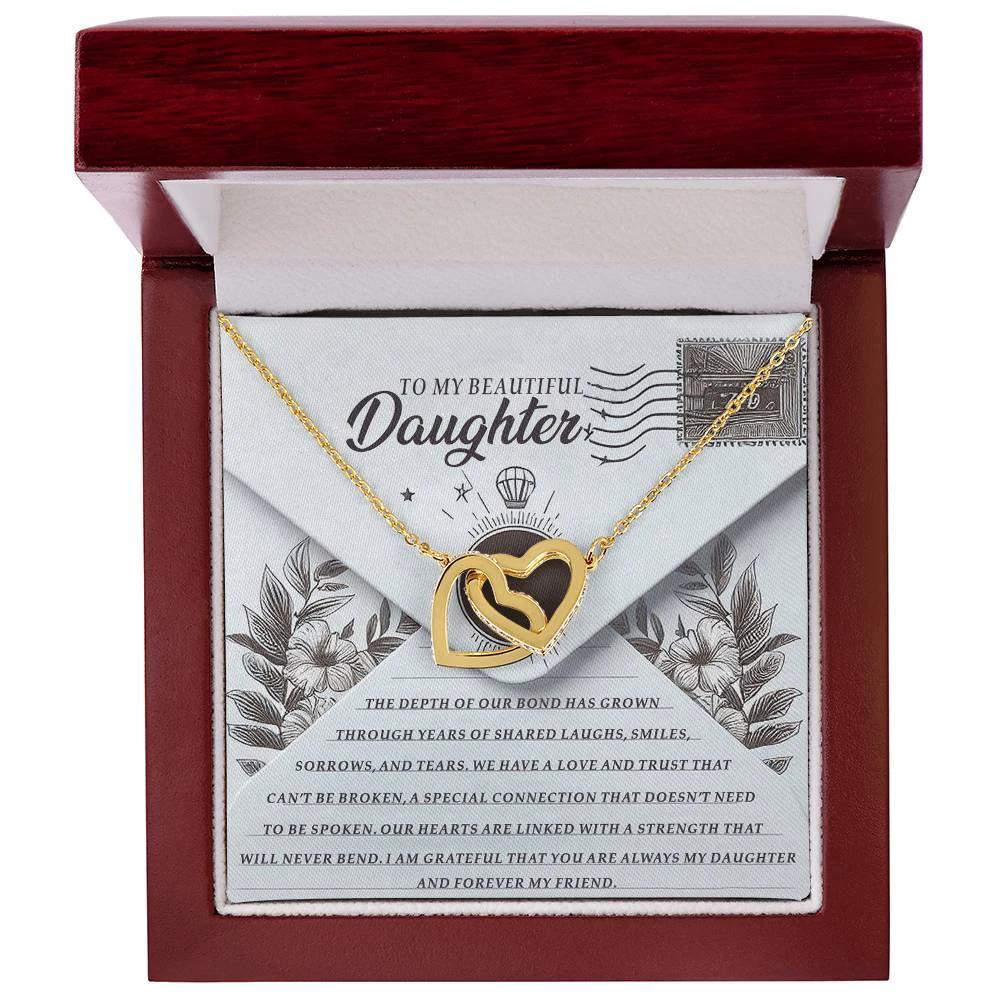 To My Beautiful Daughter - Forever My Friend - Interlocking Hearts Necklace