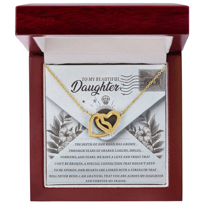 To My Beautiful Daughter - Forever My Friend - Interlocking Hearts Necklace - Mallard Moon Gift Shop