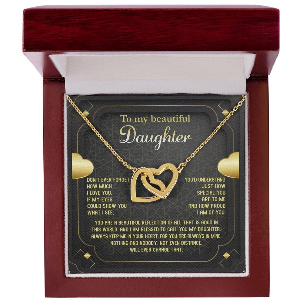 Daughter Gift for Birthday, Christmas, Graduation - Proud of You - Beautiful Reflection - Interlocking Hearts Necklace - Mallard Moon Gift Shop