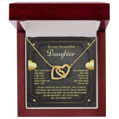 Daughter Gift for Birthday, Christmas, Graduation - Proud of You - Beautiful Reflection - Interlocking Hearts Necklace - Mallard Moon Gift Shop