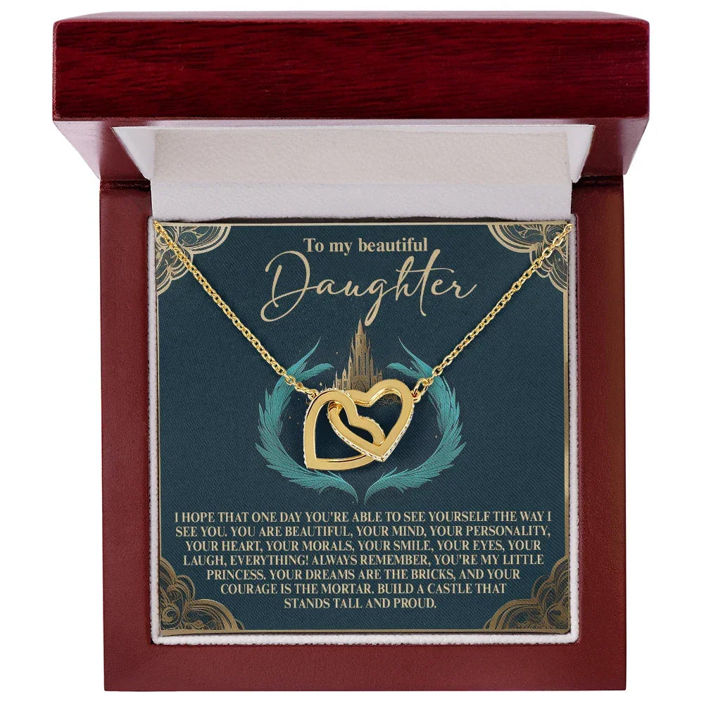 To My Beautiful Daughter – Build a Castle That Stands Tall and Proud – Fairytale-Inspired Necklace Gift from Mom