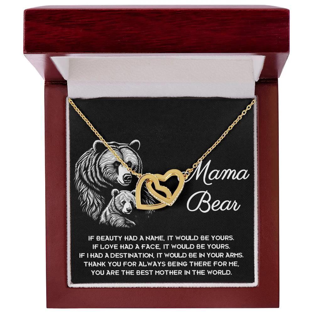 To My Mama Bear My Destination is In Your Arms Interlocking Hearts Necklace