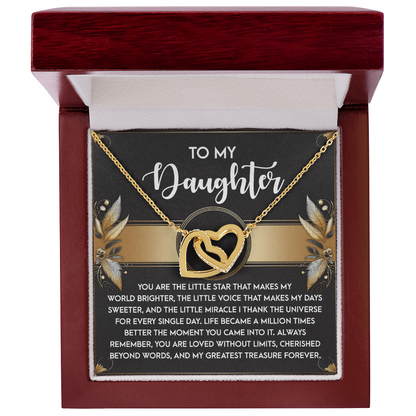 To My Daughter - My Greatest Treasure Interlocking Hearts Necklace Birthday, Graduation, Christmas Gift - Mallard Moon Gift Shop