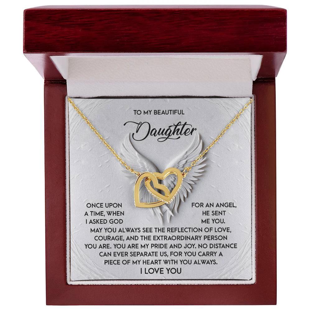 To My Beautiful Daughter - You Are My Angel - Interlocking Hearts Necklace