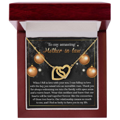 To My Amazing Mother-in-law  Our Two Hearts Pendant Necklace - Mallard Moon Gift Shop