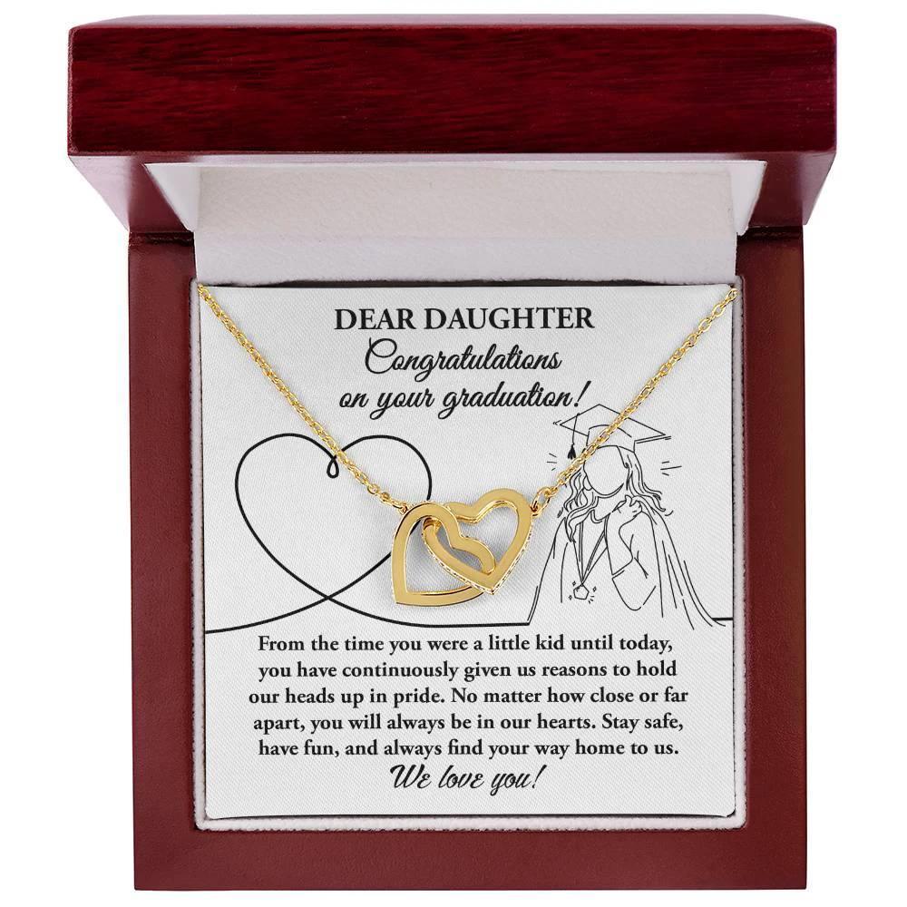 Dear Daughter Congratulations on your Graduation Interlocking Hearts Pendant Necklace