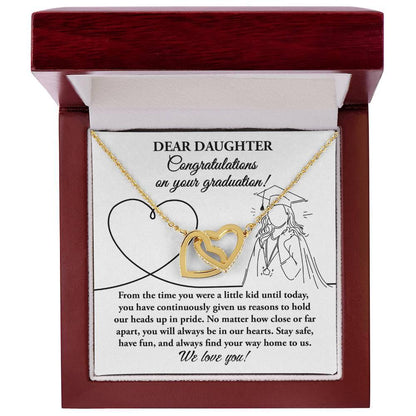 Dear Daughter Congratulations on your Graduation Interlocking Hearts Pendant Necklace - Mallard Moon Gift Shop
