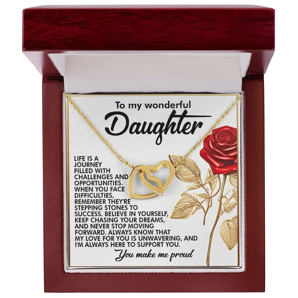 To My Wonderful Daughter – You Make Me Proud – Motivational Necklace Gift with Message of Love and Support