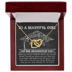 To A Beautiful Girl Graduation Gift Keep Reaching for the Stars Interlocking Hearts Pendant Necklace and Gift Box