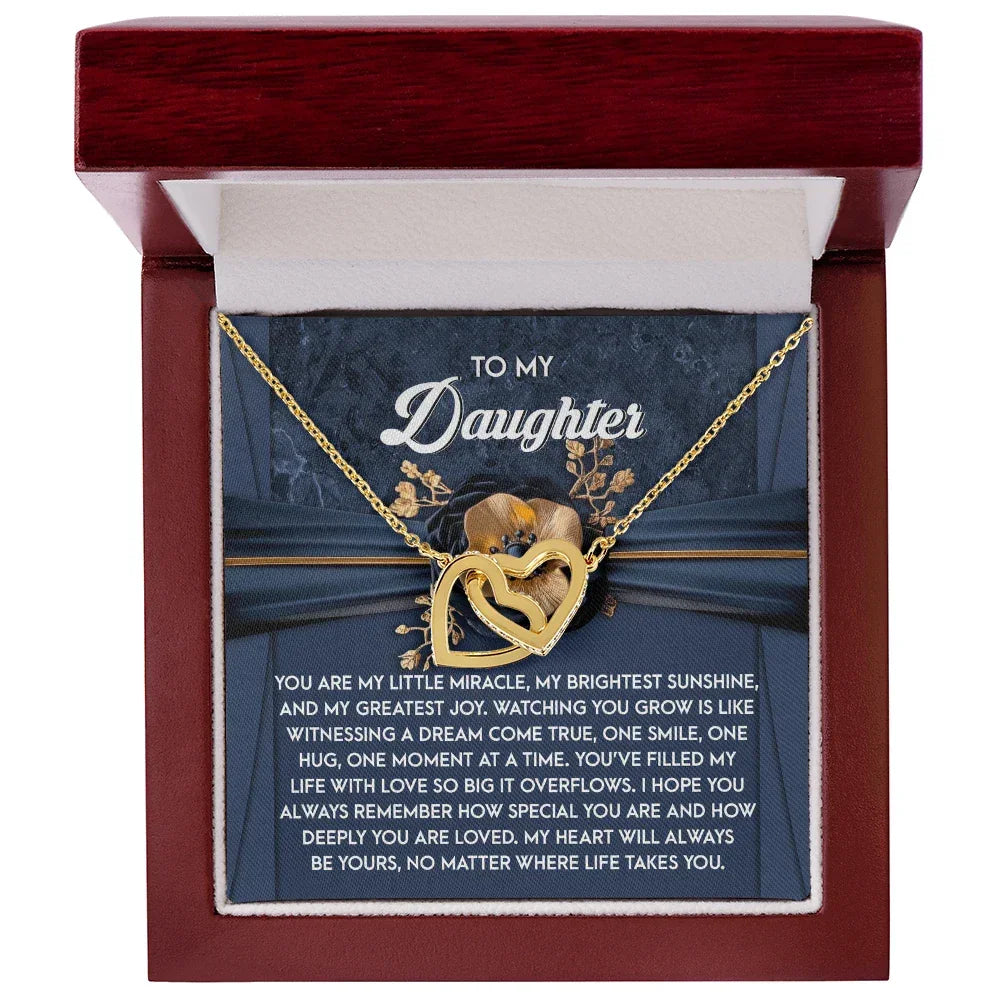 To My Daughter - Heartfelt Gift of Love & Encouragement Interlocking Hearts Necklace
