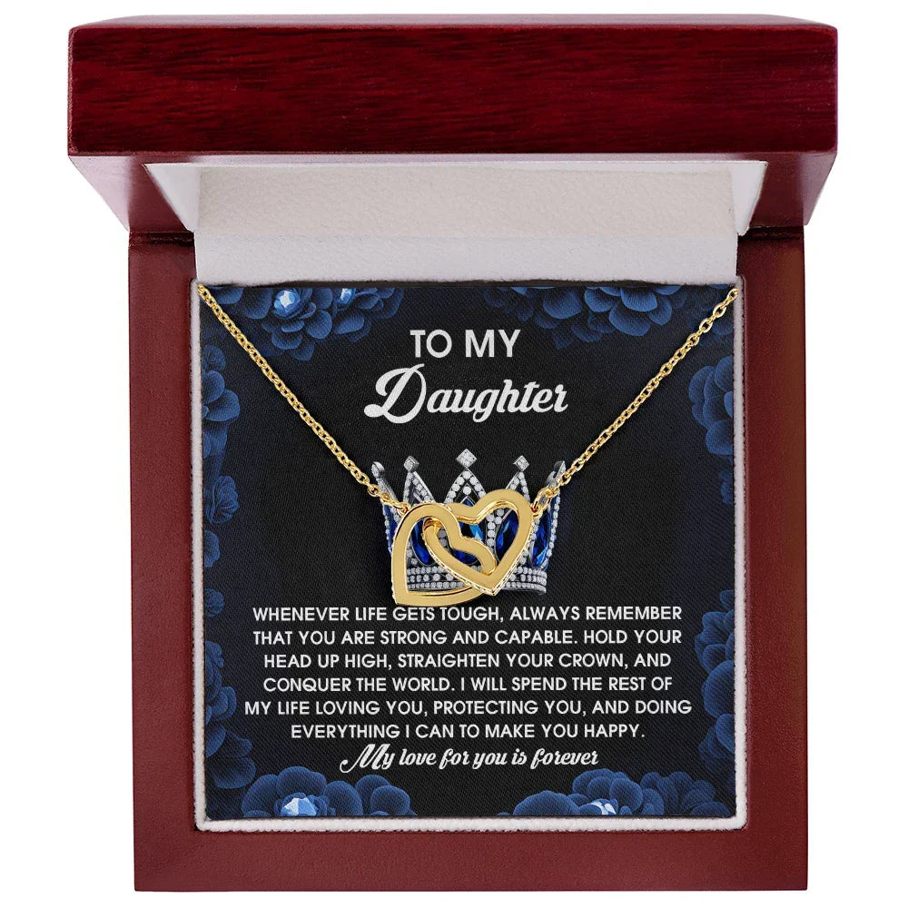 To My Daughter - Strength & Unwavering Love - Interlocking Hearts Necklace
