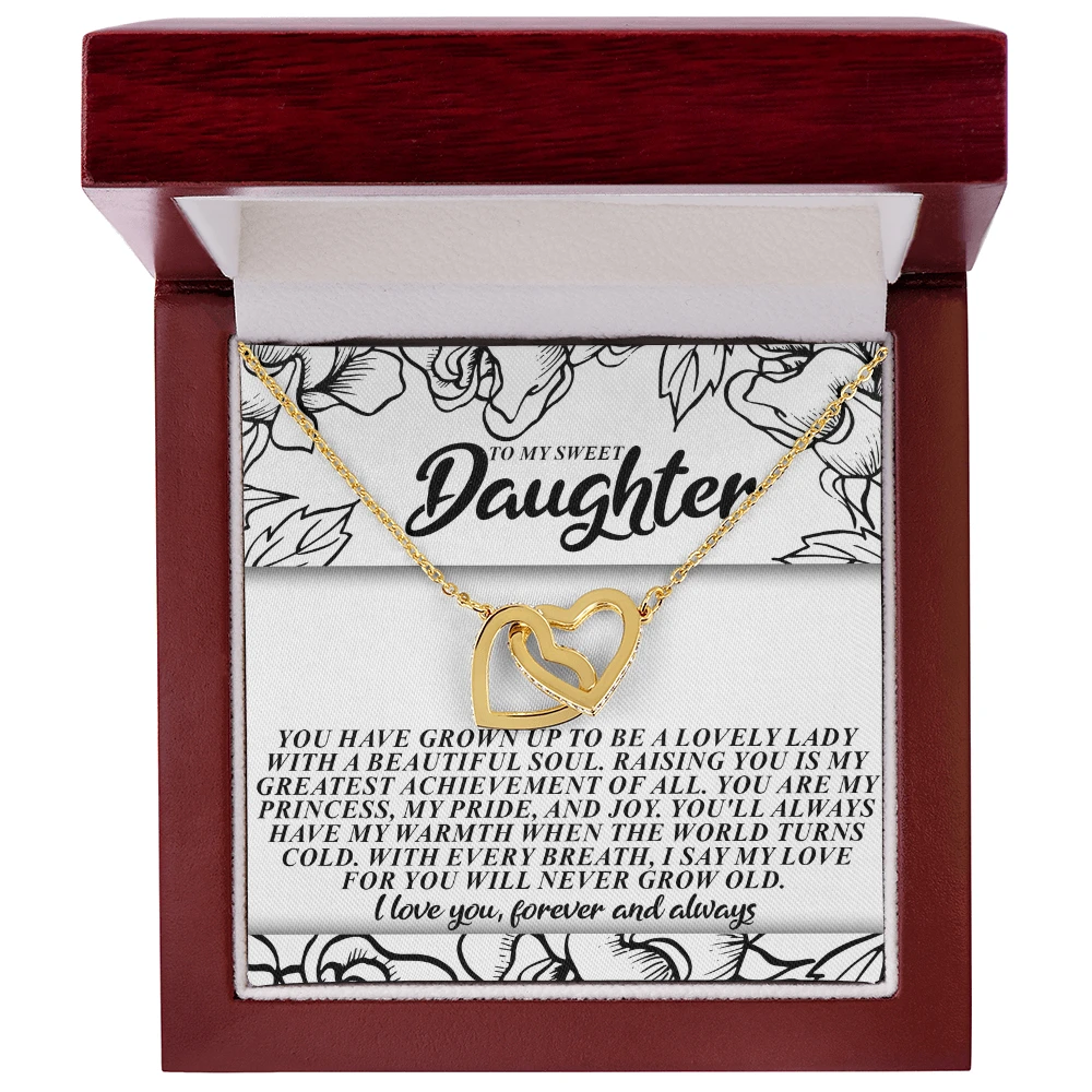 To My Sweet Daughter – You'll Always Have My Warmth When the World Turns Cold – Necklace Gift from Mom or Dad with Message Card