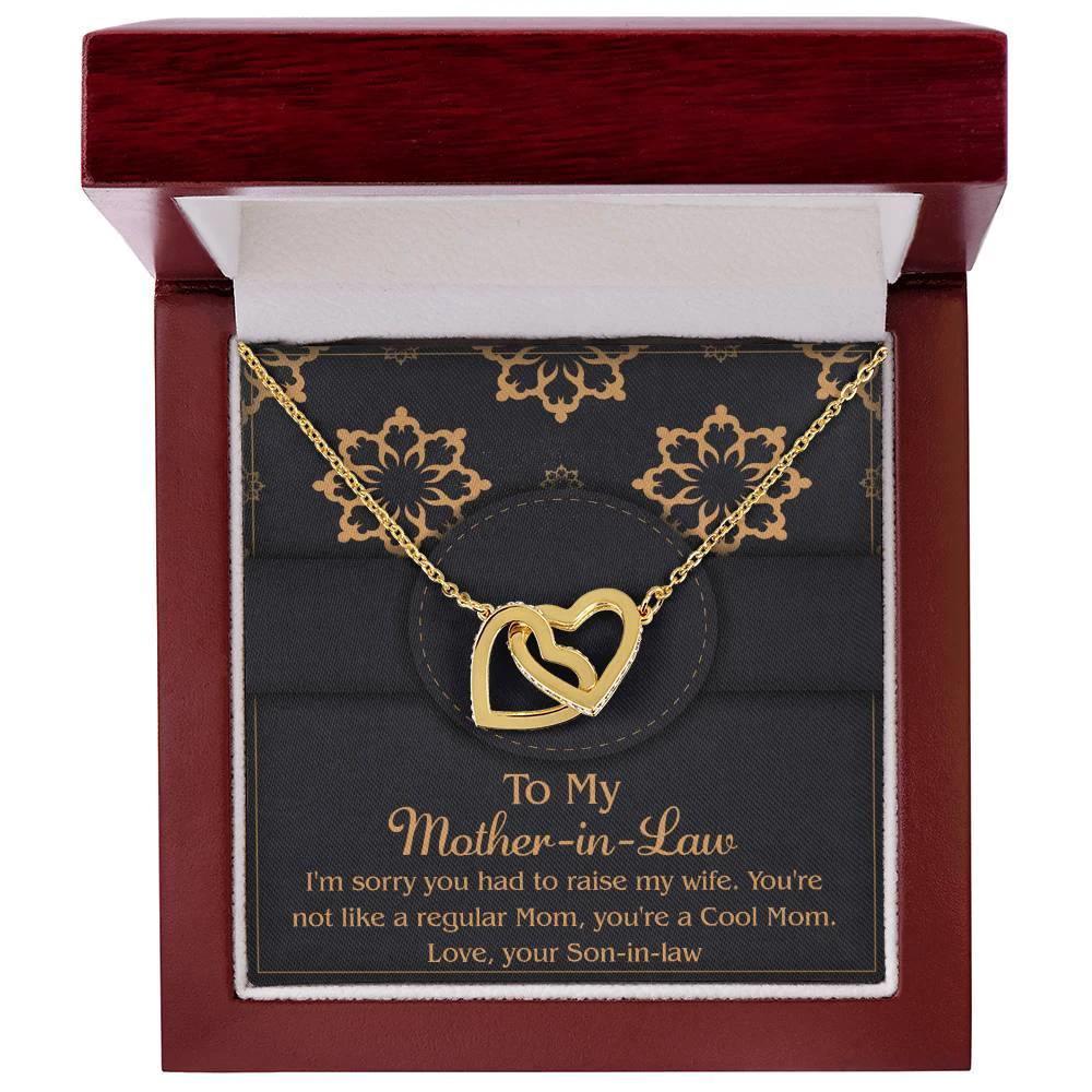 Gift for Mother-In-Law from Son-in-law You are a Cool Mom Interlocking Hearts Necklace