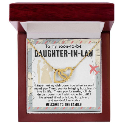 To My Soon-to-be Daughter-in-law Welcome to the Family Wedding Gift Hearts Pendant Necklace - Mallard Moon Gift Shop