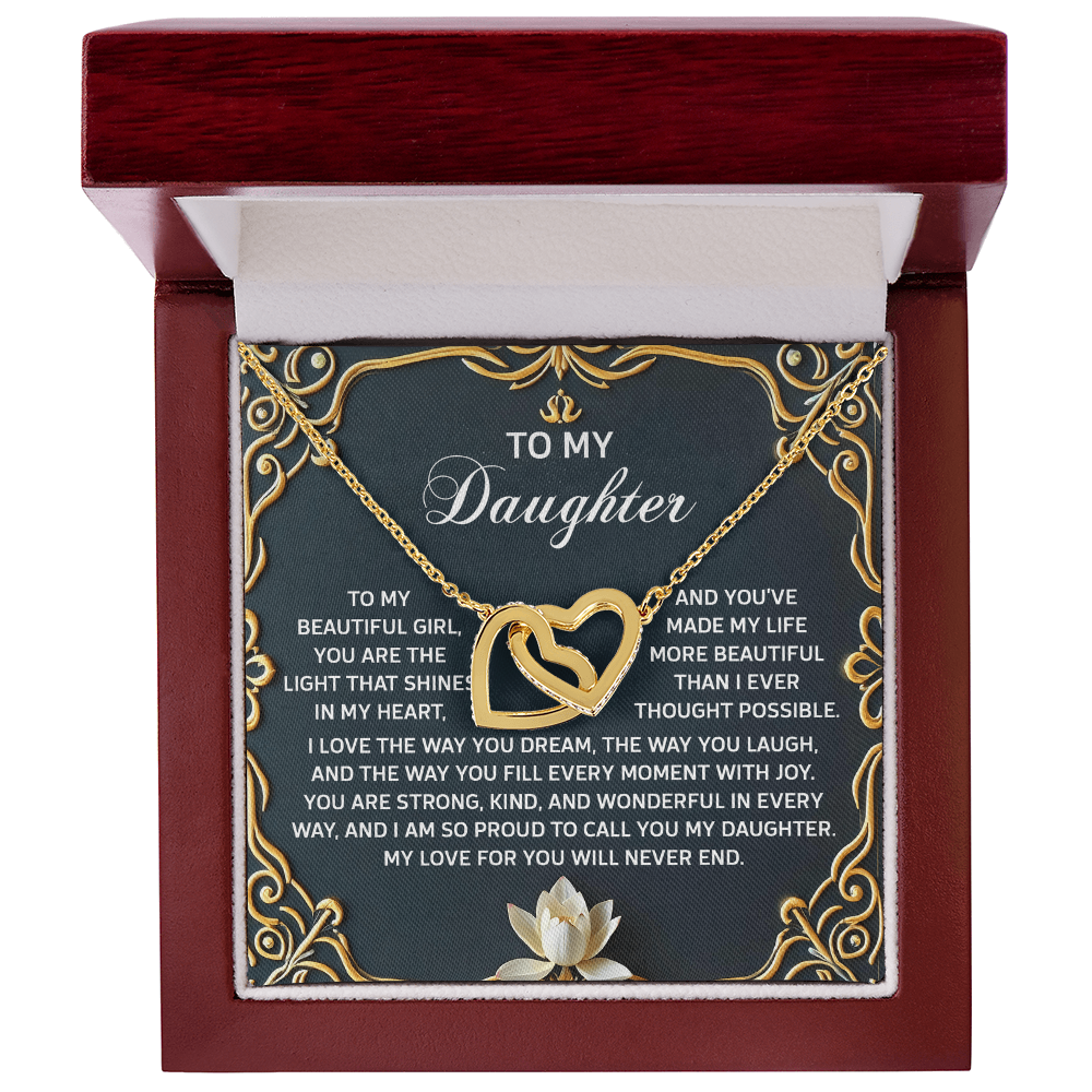To My Daughter A Heartfelt Gift of Love & Pride Interlocking Hearts Necklace – A Timeless Symbol of Love & Pride - Mallard Moon Gift Shop
