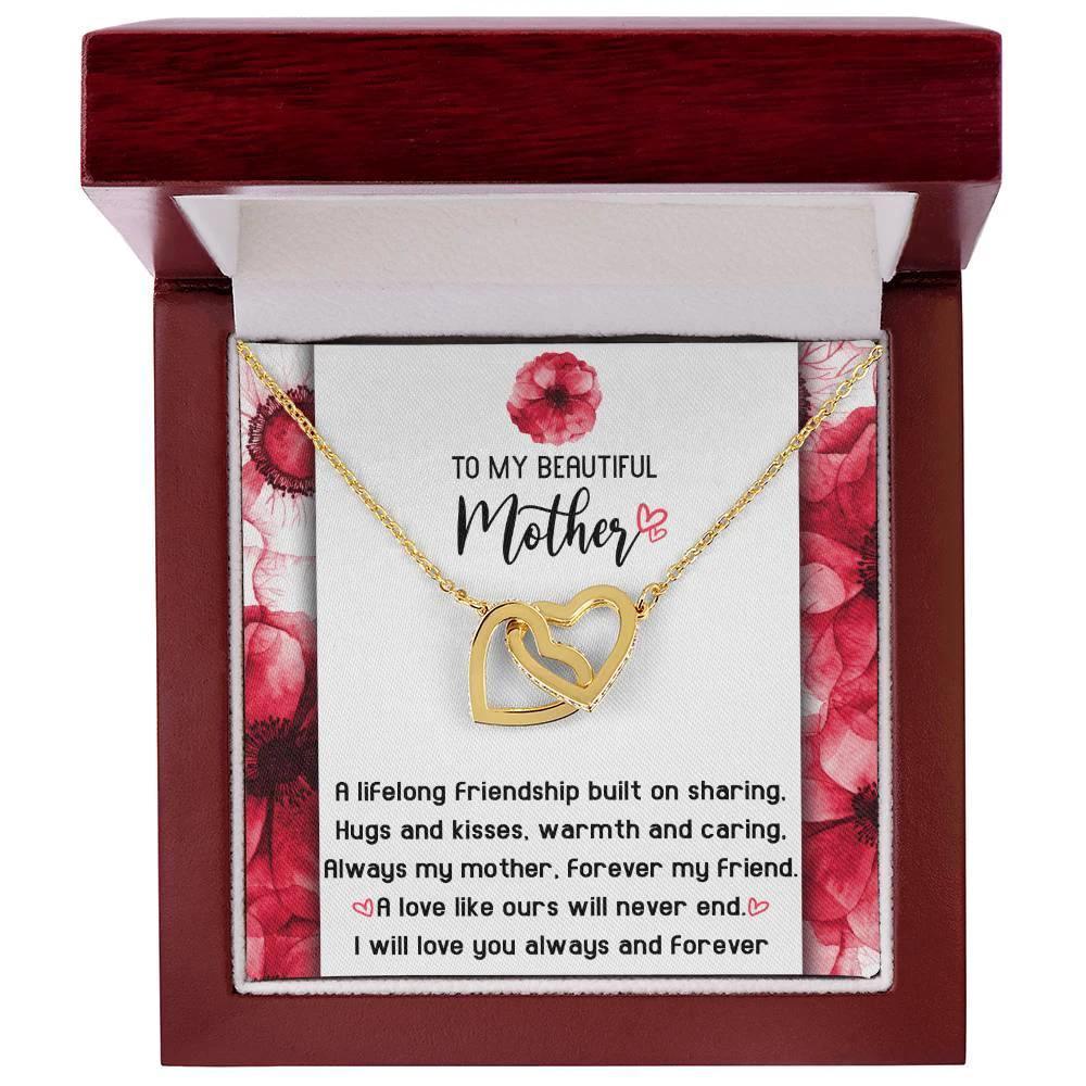 Gift for Mom Always my Mother Forever my Friend Interlocking Hearts Necklace