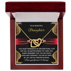 To My Beautiful Daughter - Unconditional Love - Interlocking Hearts Necklace
