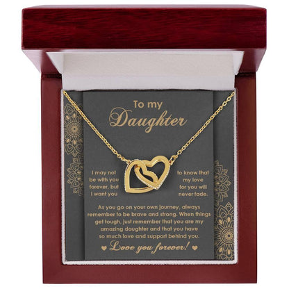 Gift for Birthday, Christmas - Daughter - Brave And Strong - Interlocking Hearts Necklace - Mallard Moon Gift Shop