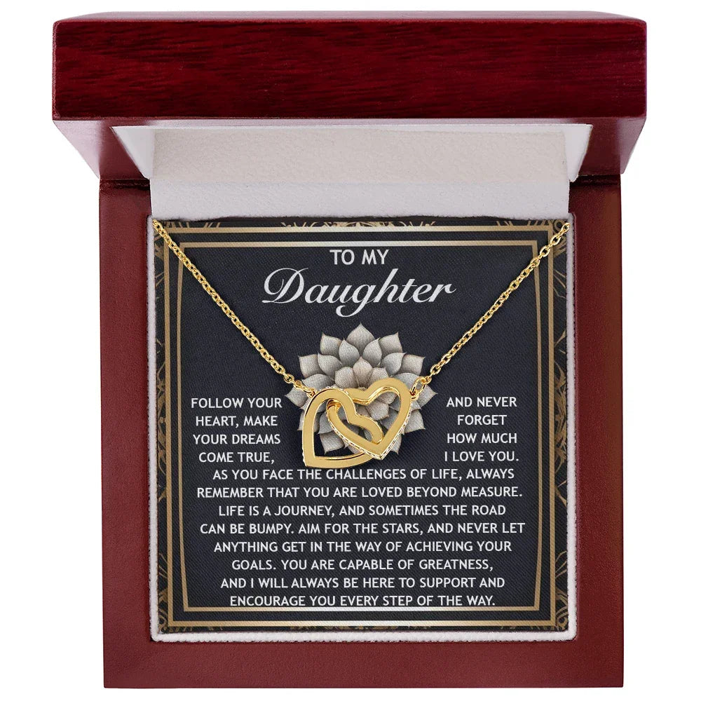 To My Daughter -A Gift of Love, Encouragement & Strength - Interlocking Hearts Necklace