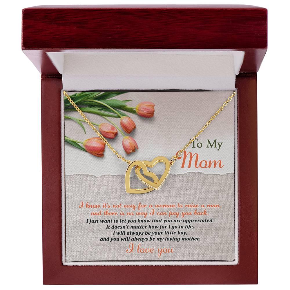 To My Mom, I Will Always Be Your Little Boy - Interlocking Hearts Pendant Necklace - Mallard Moon Gift Shop