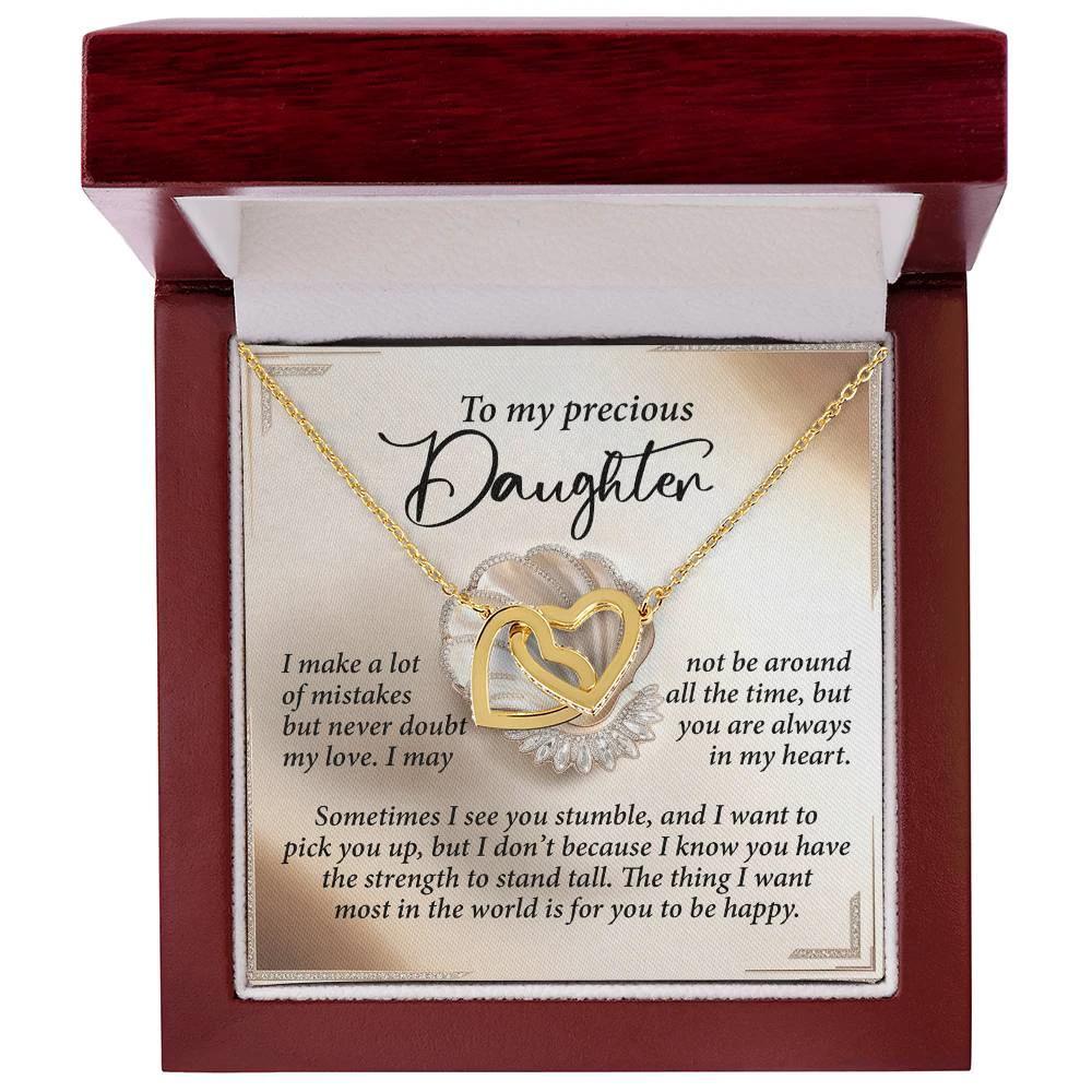 To My Precious Daughter - Heartfelt Gift of Love & Strength - Interlocking Hearts Necklace