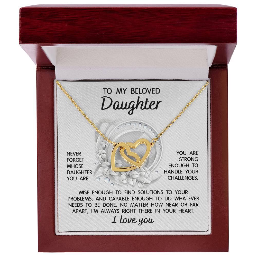 Daughter - I'm Always Right There - Interlocking Hearts Necklace - Mallard Moon Gift Shop