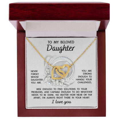 Daughter - I'm Always Right There - Interlocking Hearts Necklace - Mallard Moon Gift Shop